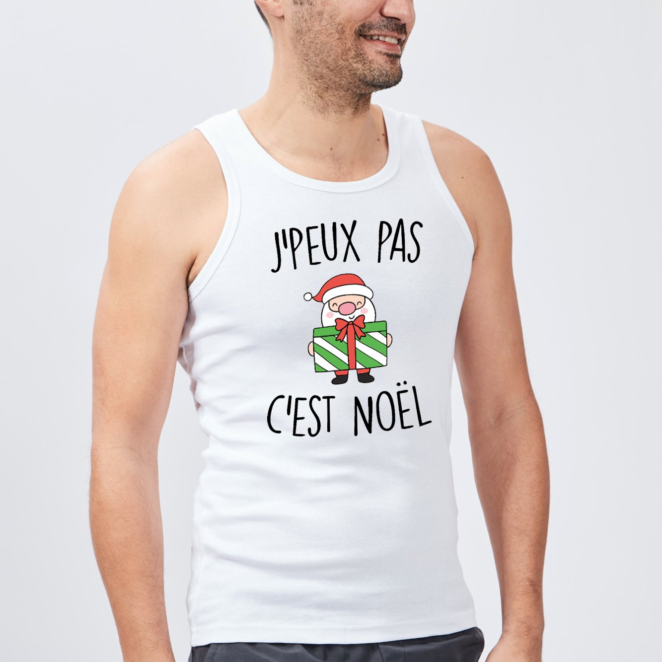 Débardeur Homme J'peux pas c'est Noël Blanc