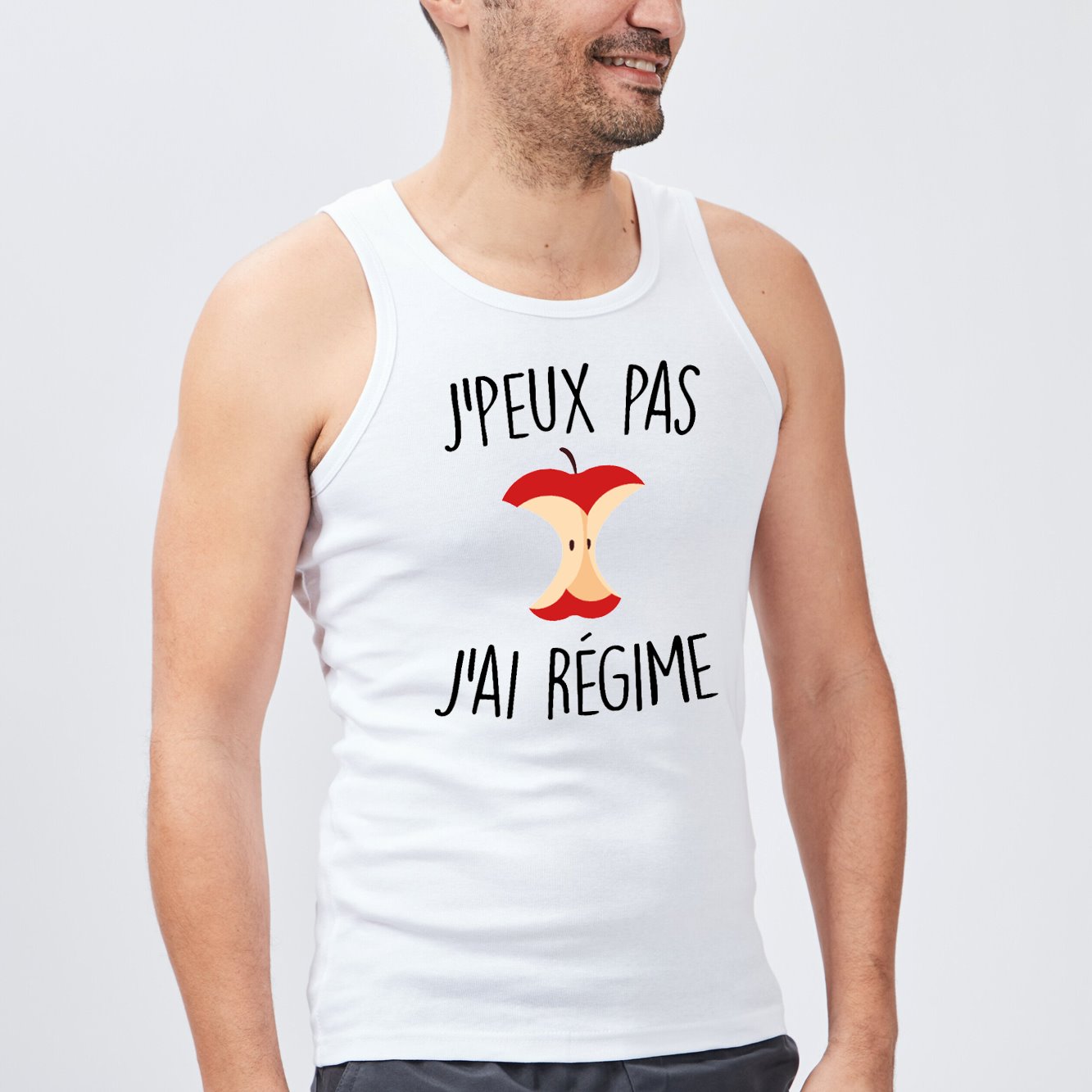 Débardeur Homme J'peux pas j'ai régime Blanc