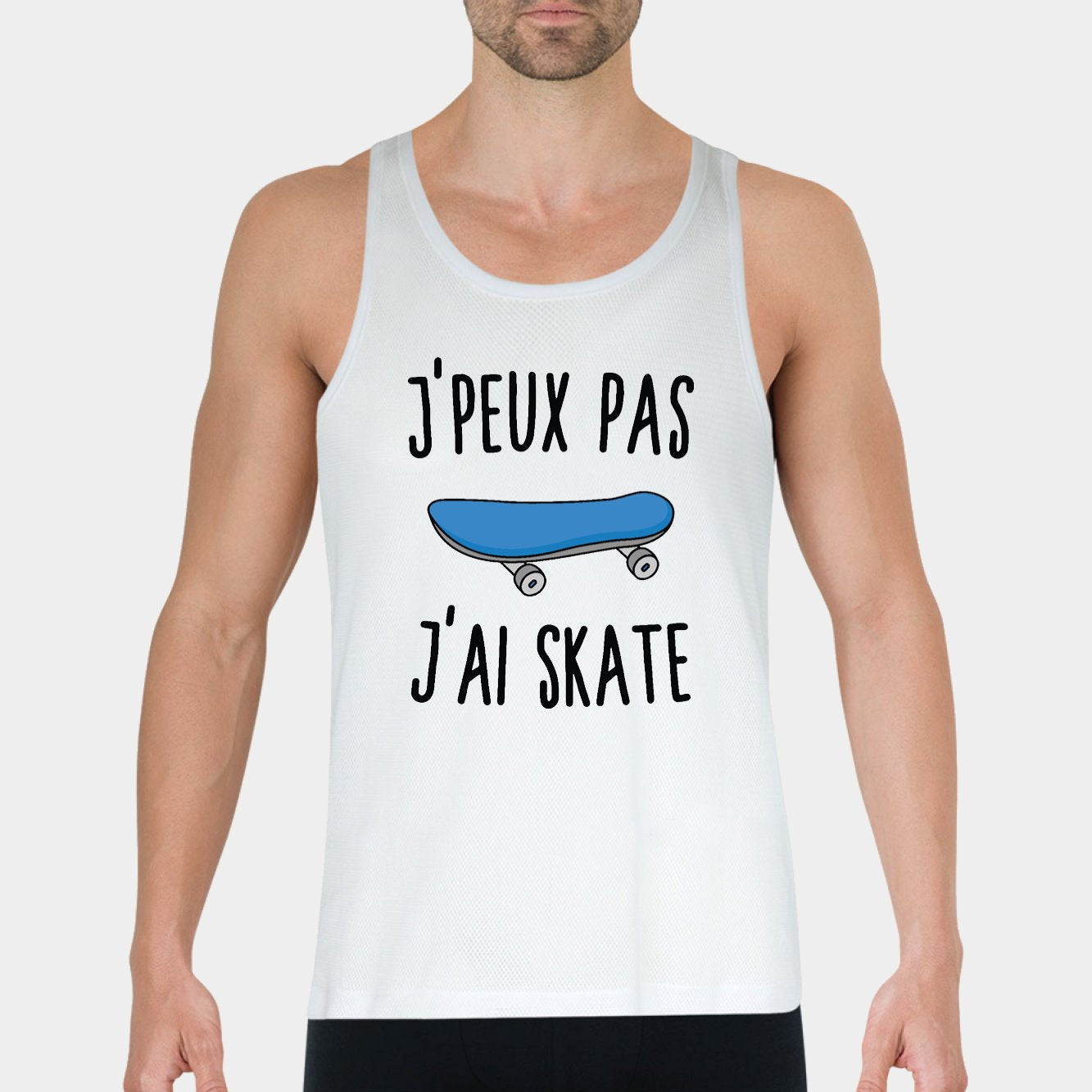 Débardeur Homme J'peux pas j'ai skate Blanc