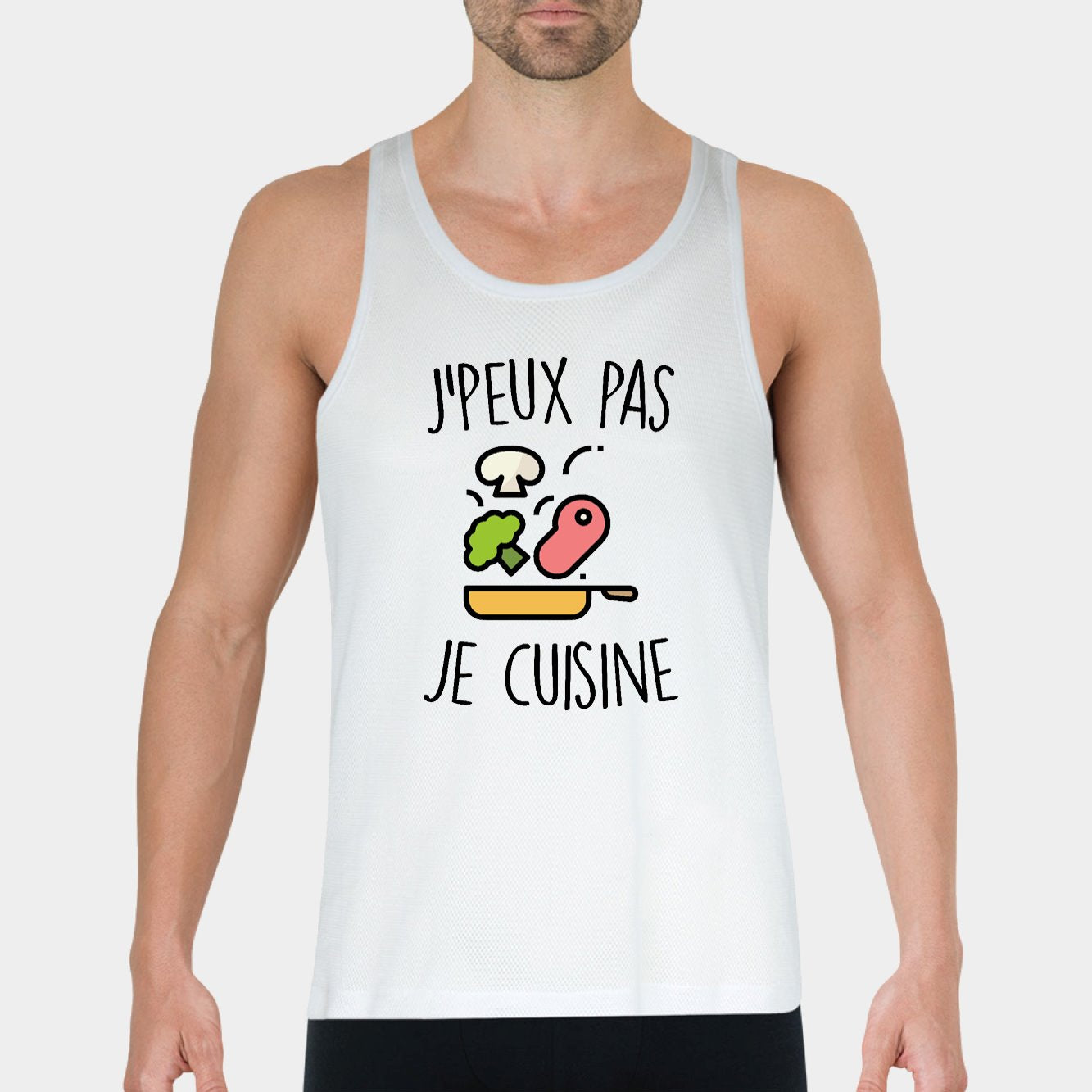 Débardeur Homme J'peux pas je cuisine Blanc