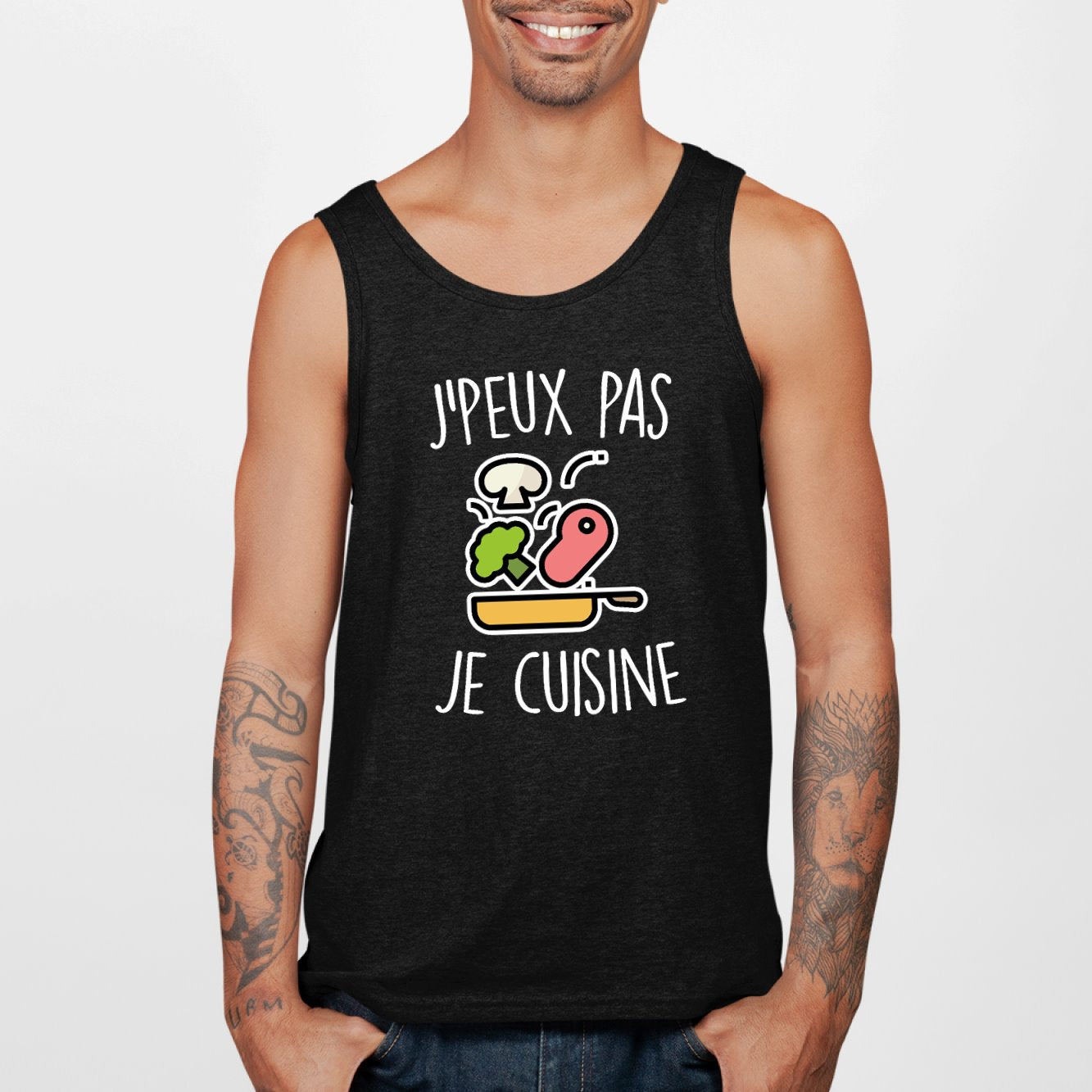 Débardeur Homme J'peux pas je cuisine Noir