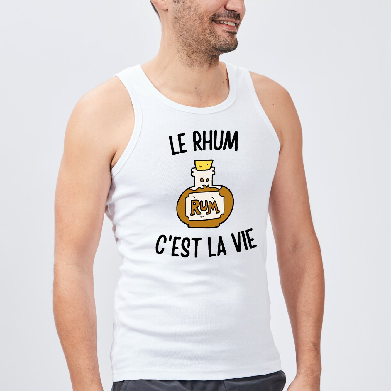 Débardeur Homme Le rhum c'est la vie Blanc