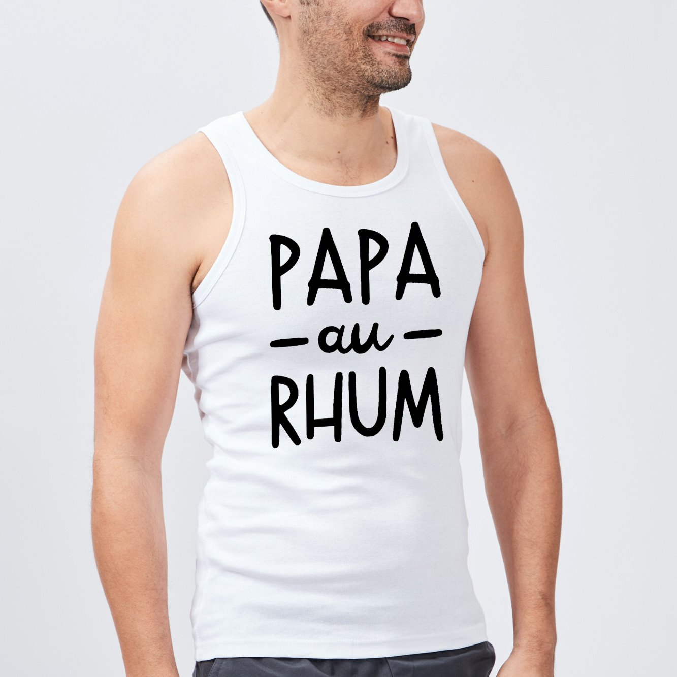 Débardeur Homme Papa au rhum Blanc