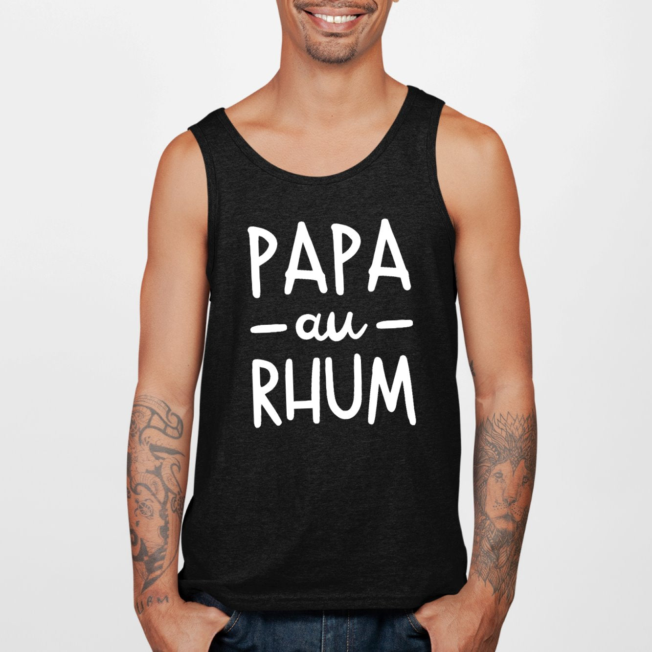 Débardeur Homme Papa au rhum Noir