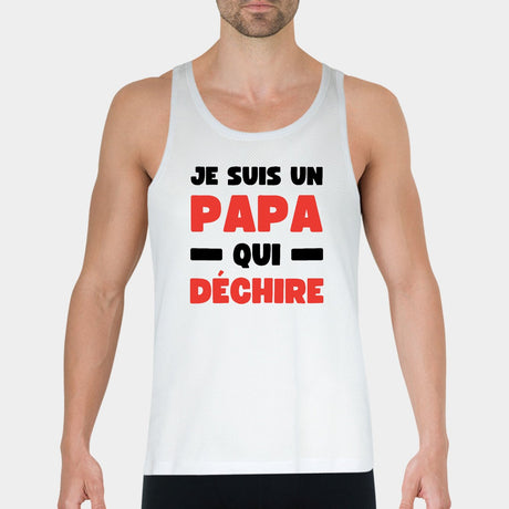 Débardeur Homme Papa qui déchire Blanc