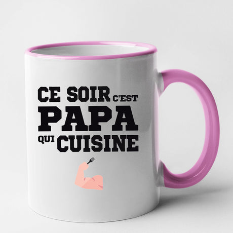 Mug Ce soir c'est papa qui cuisine Rose