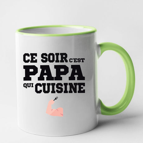 Mug Ce soir c'est papa qui cuisine Vert