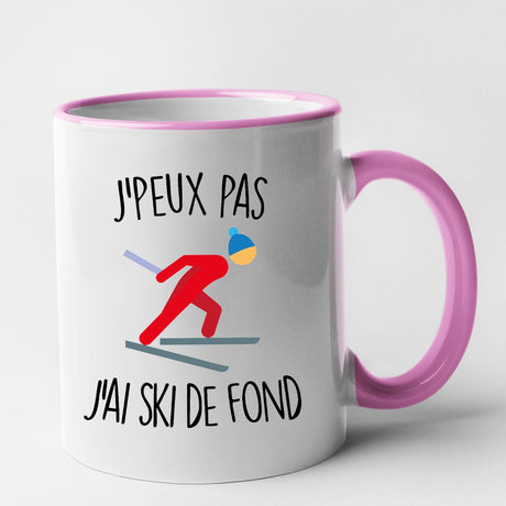 Mug J'peux pas j'ai ski de fond Rose