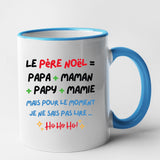 Mug Le Père Noël c'est papa maman papy mamie Bleu