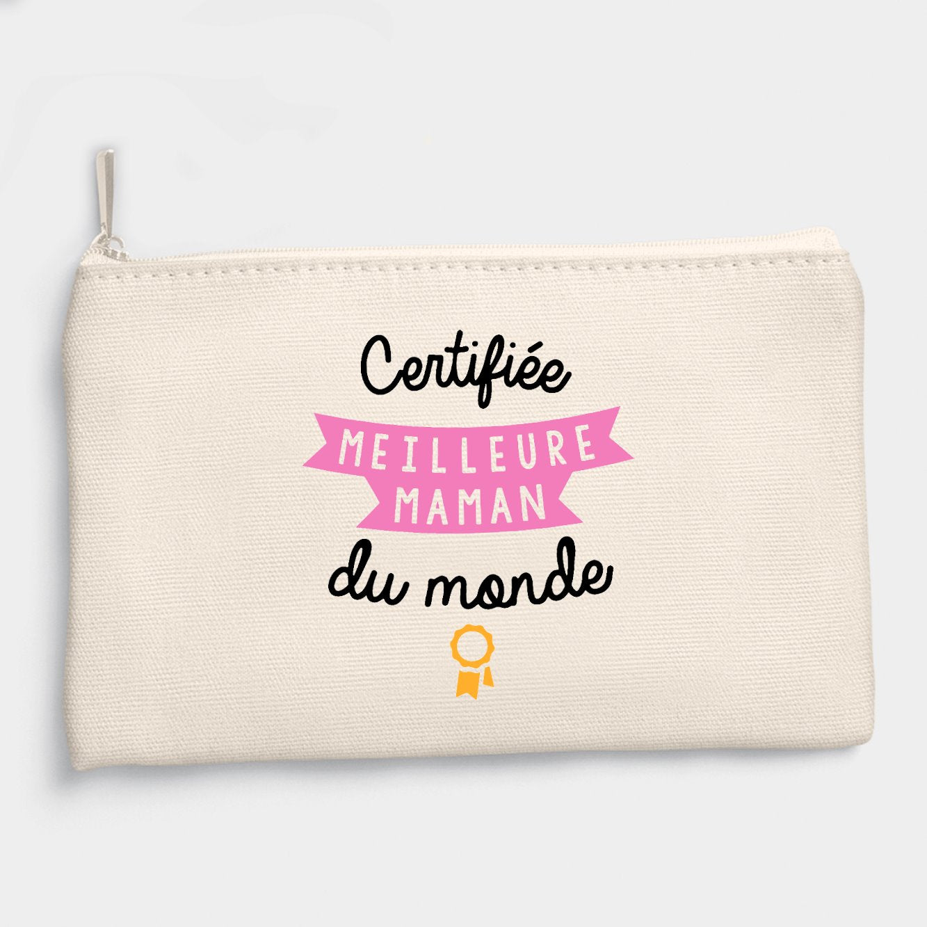 Pochette Certifiée meilleure maman du monde Beige