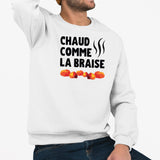 Sweat Adulte Chaud comme la braise Blanc