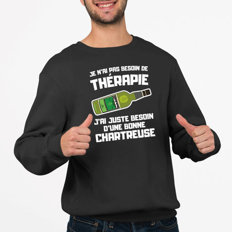 Sweat Adulte Je n'ai pas besoin de thérapie juste d'une chartreuse Noir