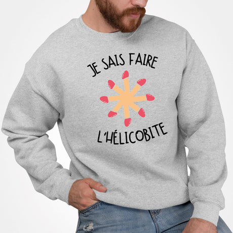 Sweat Adulte Je sais faire l'hélicobite Gris