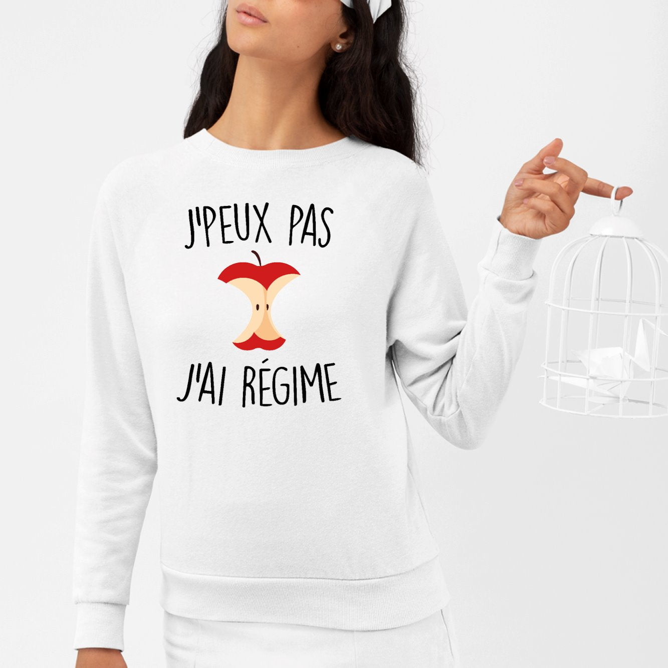 Sweat Adulte J'peux pas j'ai régime Blanc