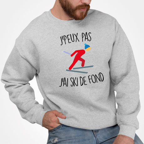 Sweat Adulte J'peux pas j'ai ski de fond Gris