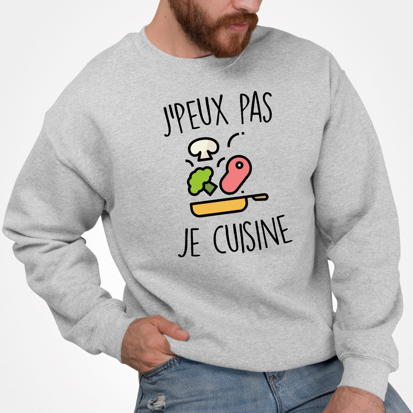 Sweat Adulte J'peux pas je cuisine Gris