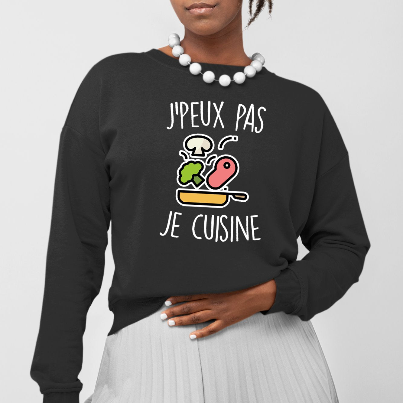 Sweat Adulte J'peux pas je cuisine Noir