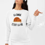 Sweat Adulte La dinde c'est la vie Blanc