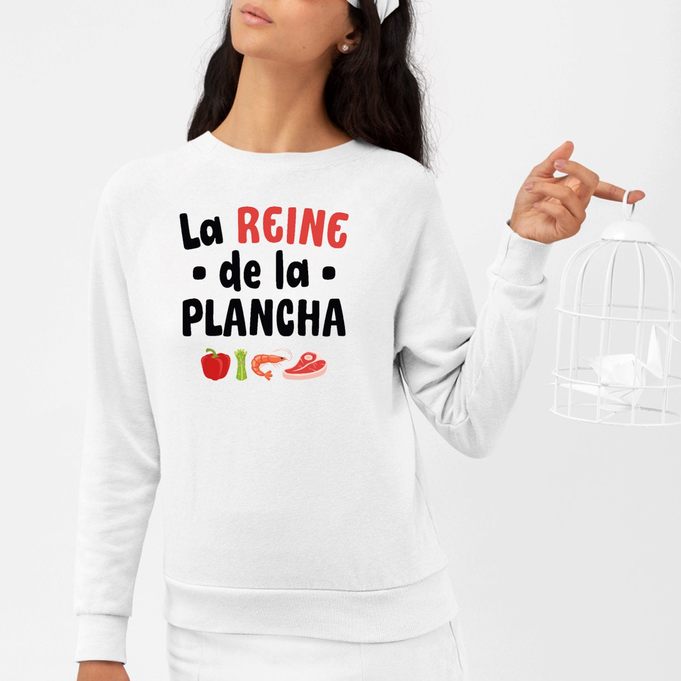 Sweat Adulte La reine de la plancha Blanc