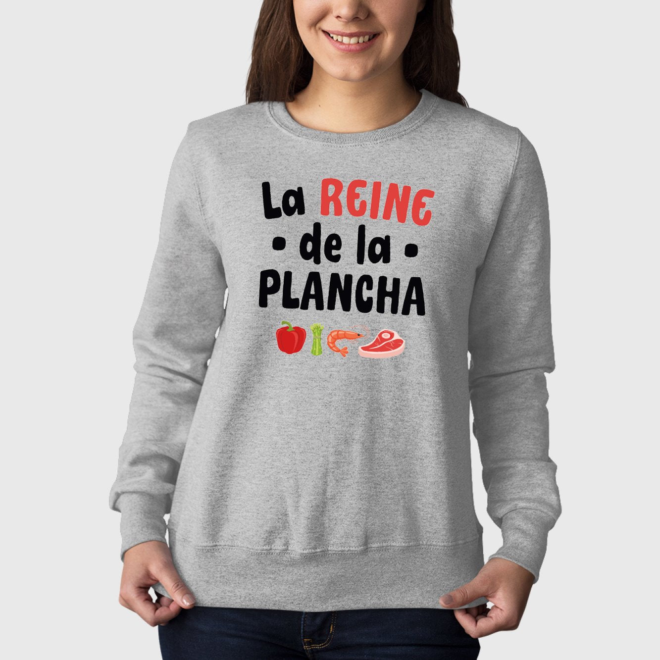 Sweat Adulte La reine de la plancha Gris