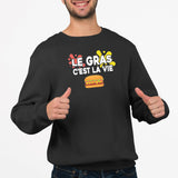 Sweat Adulte Le gras c'est la vie Noir