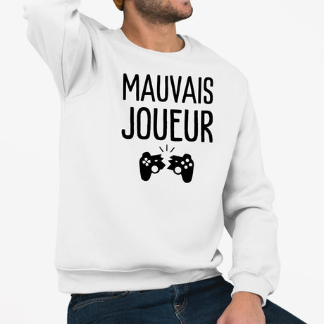 Sweat Adulte Mauvais joueur Blanc