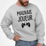 Sweat Adulte Mauvais joueur Gris