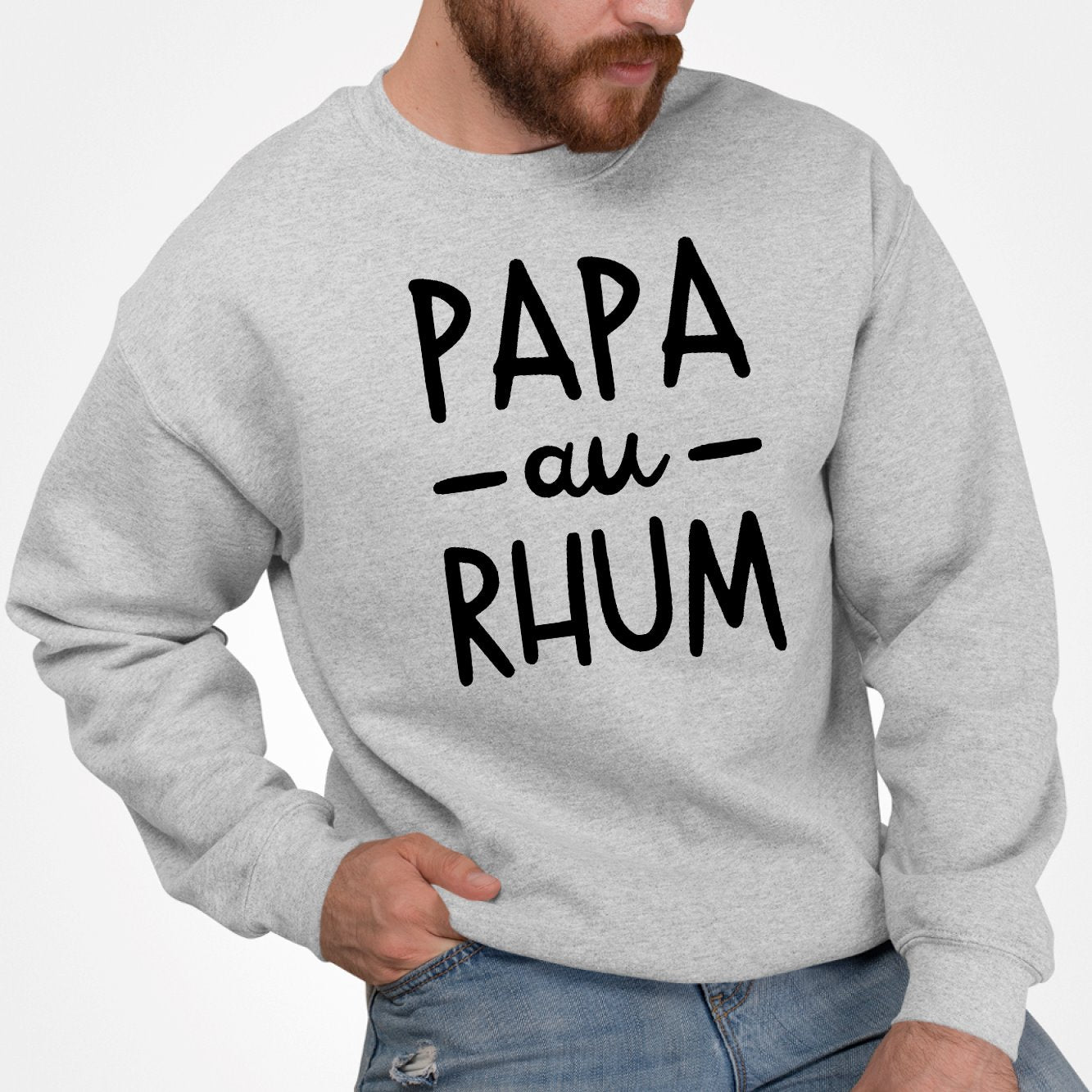 Sweat Adulte Papa au rhum Gris