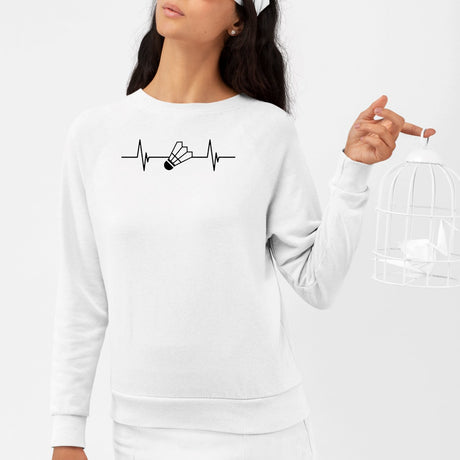 Sweat Adulte Rythme cardiaque badminton Blanc