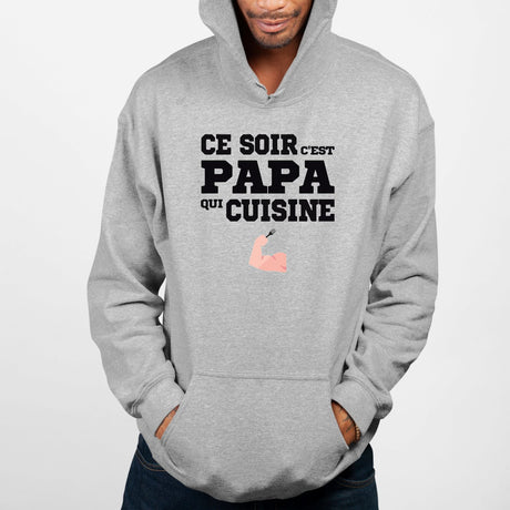 Sweat Capuche Adulte Ce soir c'est papa qui cuisine Gris