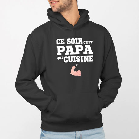 Sweat Capuche Adulte Ce soir c'est papa qui cuisine Noir