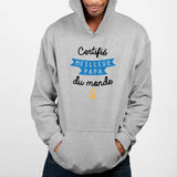 Sweat Capuche Adulte Certifié meilleur papa du monde Gris