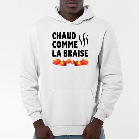 Sweat Capuche Adulte Chaud comme la braise Blanc