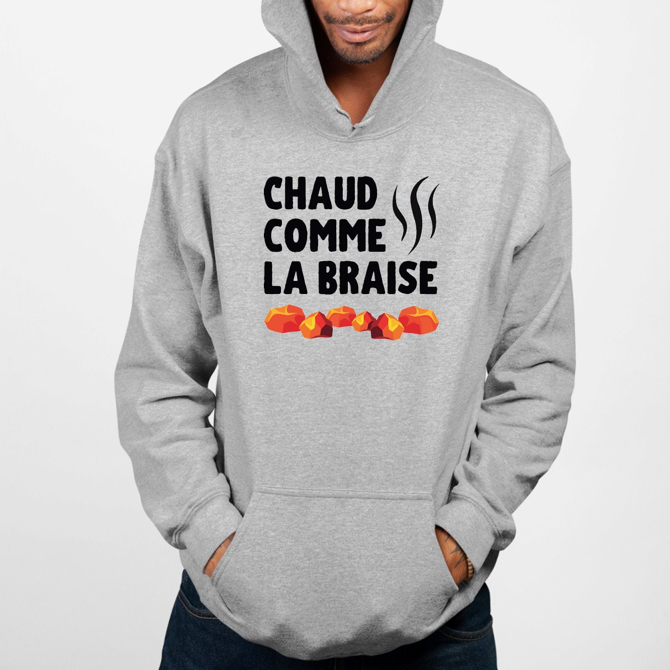 Sweat Capuche Adulte Chaud comme la braise Gris