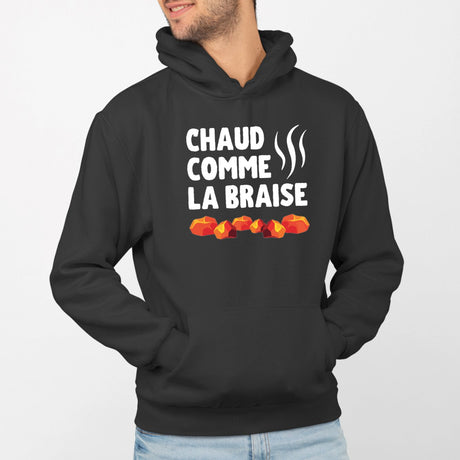 Sweat Capuche Adulte Chaud comme la braise Noir