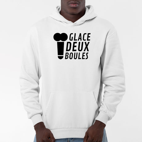 Sweat Capuche Adulte Glace deux boules Blanc