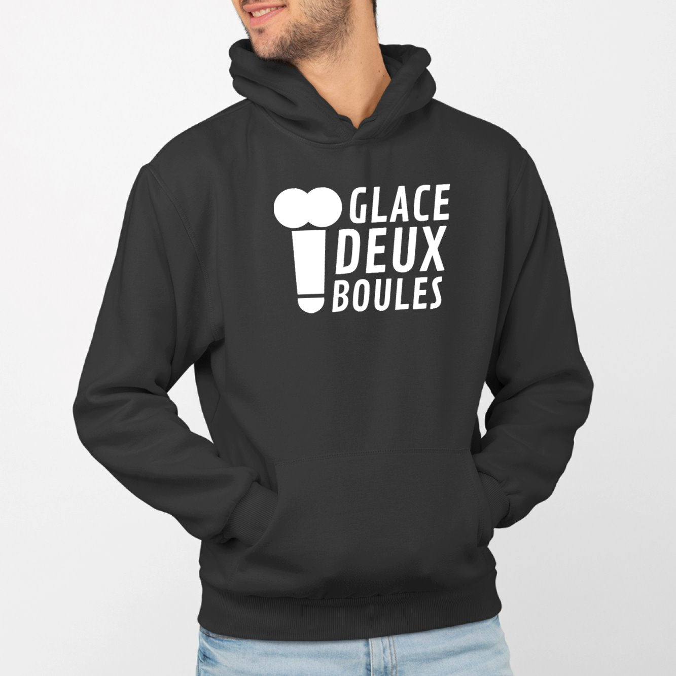 Sweat Capuche Adulte Glace deux boules Noir