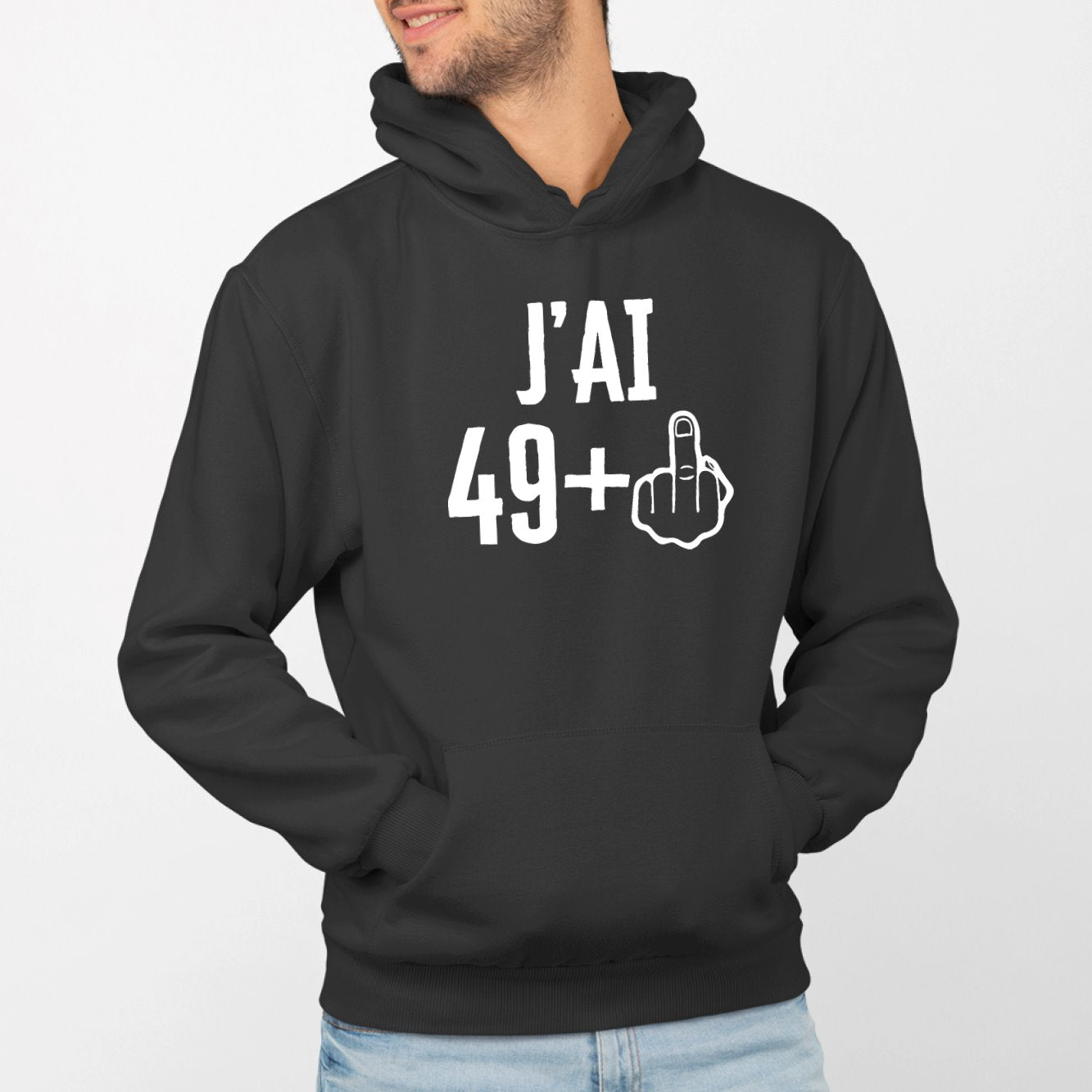 Sweat Capuche Adulte J'ai 50 ans 49 + 1 Noir