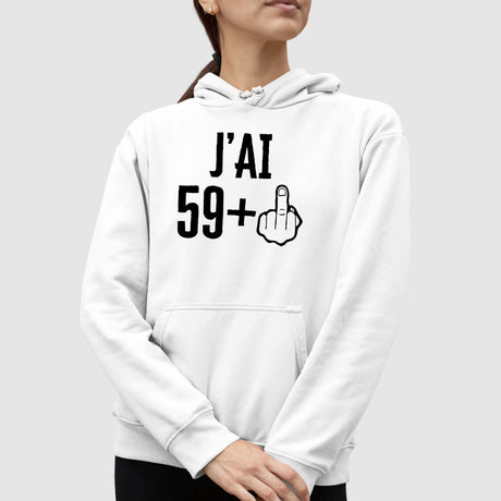 Sweat Capuche Adulte J'ai 60 ans 59 + 1 Blanc