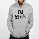 Sweat Capuche Adulte J'ai 60 ans 59 + 1 Gris