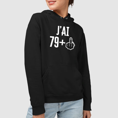 Sweat Capuche Adulte J'ai 80 ans 79 + 1 Noir