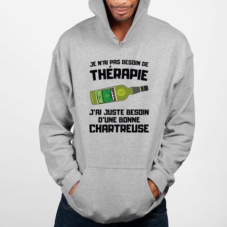 Sweat Capuche Adulte Je n'ai pas besoin de thérapie juste d'une chartreuse Gris