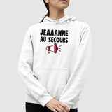 Sweat Capuche Adulte Jeanne au secours Blanc