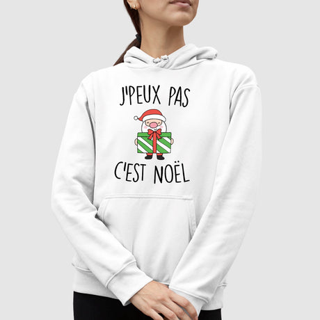 Sweat Capuche Adulte J'peux pas c'est Noël Blanc