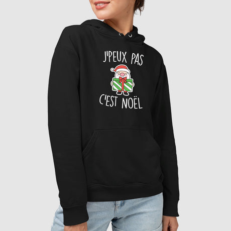 Sweat Capuche Adulte J'peux pas c'est Noël Noir