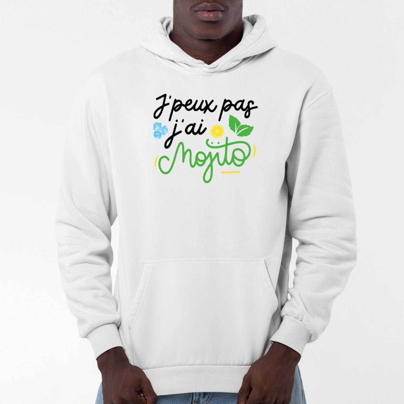 Sweat Capuche Adulte J'peux pas j'ai mojito Blanc