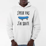 Sweat Capuche Adulte J'peux pas j'ai skate Blanc