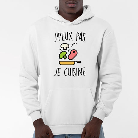 Sweat Capuche Adulte J'peux pas je cuisine Blanc