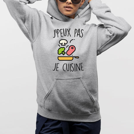 Sweat Capuche Adulte J'peux pas je cuisine Gris