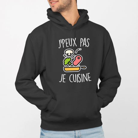 Sweat Capuche Adulte J'peux pas je cuisine Noir